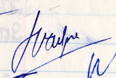 Signature de Suzanne Vayne le 3 septembre 1956