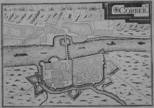 Plan de Corbeil vrs 1644 par Tassin