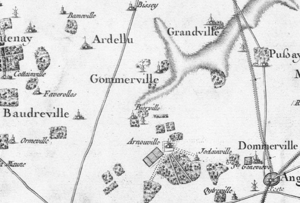 Gommerville sur la carte de Cassini de 1756