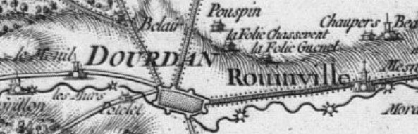 Dourdan et le Potelet sur la carte de Cassini de 1756