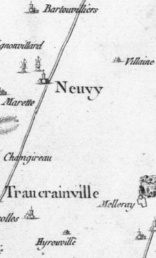 Tancrainville sur la carte de Cassini de 1756