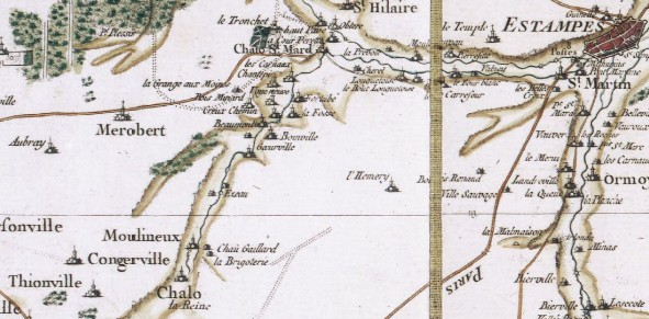 Thionville et Etampes sur la carte de Cassini (1756)