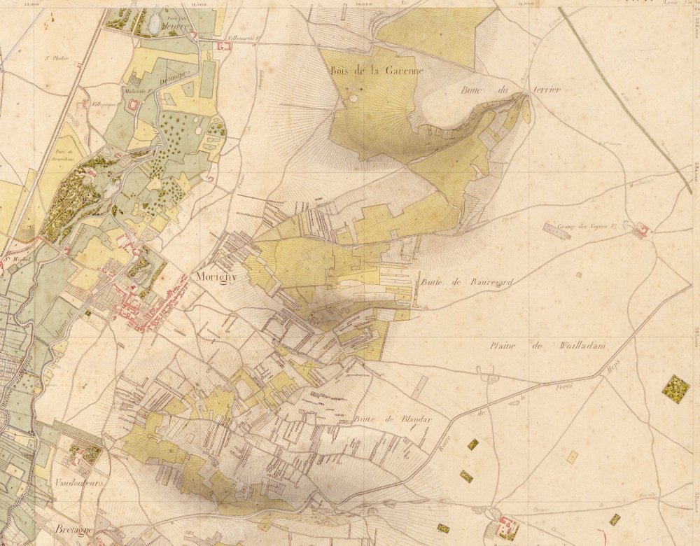 Etampes, carte d'Etat-Major de 1847