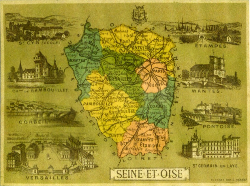 Carte de la Seine-et-Oise en chromo
