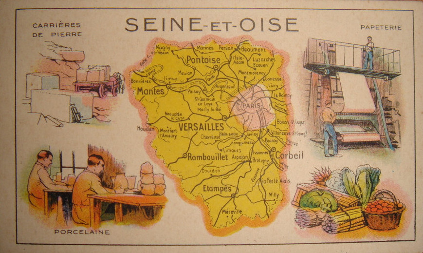 Carte de la Seine-et-Oise en chromo