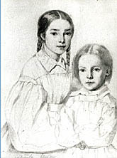 Léopoldine et François-Victor dessinés par Madame Hugo