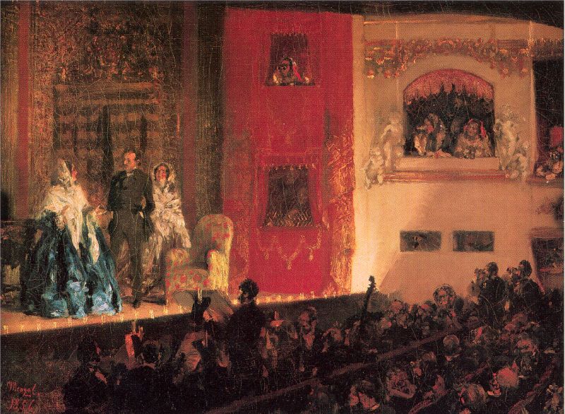 Adolph von Menzel: Le théâtre du Gymnase (huile sur toile, 1856)