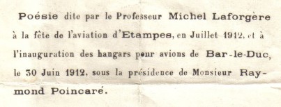 Poème de Drouot récité à Etampes par le professeur Laforgère à Etampes en juillet 1912 pour la fête de l'Aviation (p. 2)