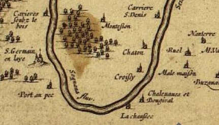 Chelvannes sur la carte de François de la Guillotière (1598)