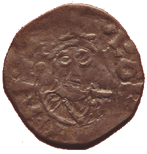 Buste de Robert II le Pieux sur un denier de Laon (© Cliché BNF)