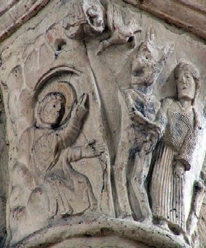 Tenantion de Saint Benoît (chapiteau de Saint-Benoît-sur-Loire (XIe siècle)
