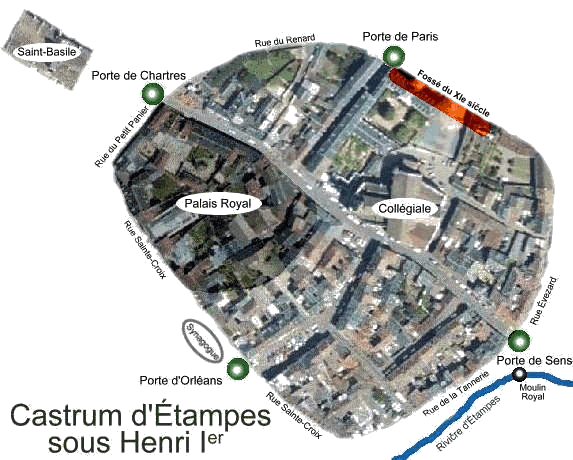 Proposition de plan du castrum d'Etampes en 1046