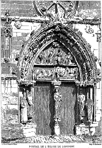 Portail de l'Eglise de Longpont (Gravure de L. Gaucherel)