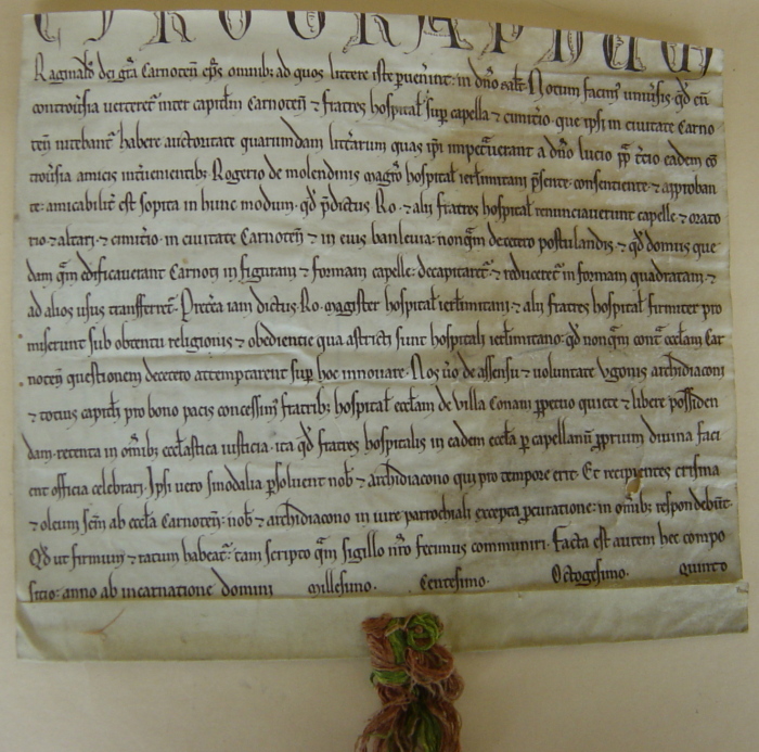 Charte de Rainaud, évêque de Chartres (1185)