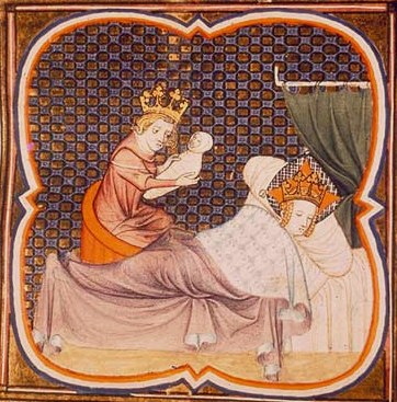 Adèle de Champagne donnant un héritier à Louis VII