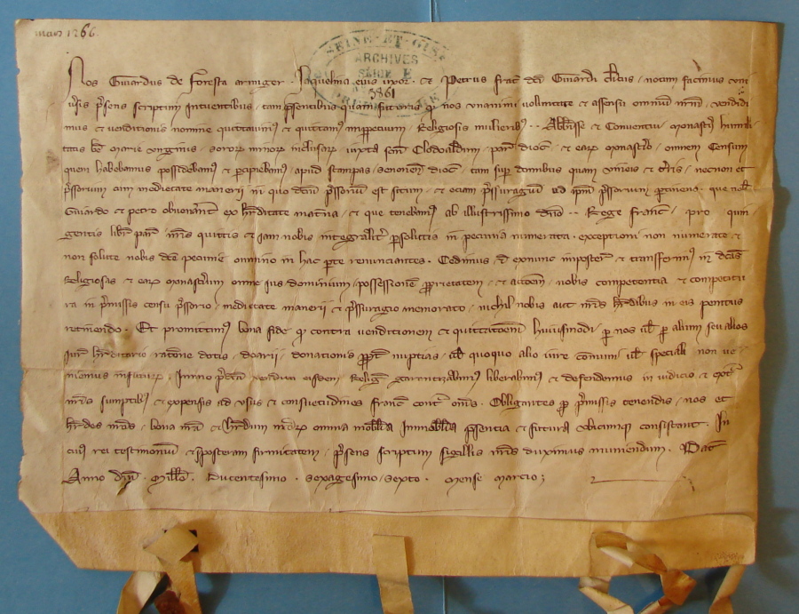 Original de la charte de mars 1267