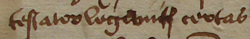 Titre de la clause du testament de Renaud Lebrun copiée dans le cartulaire de Notre-Dame d'Etampes (folio 46 recto)