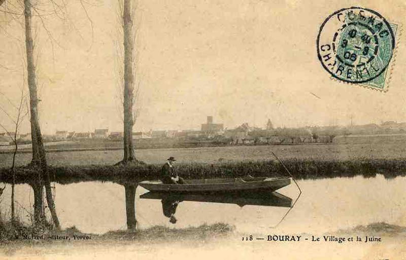 Bouray (carte postale Mulard n°118: Le Village et la Juine)