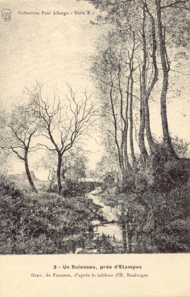 Un ruisseau près d'Etampes (d'après un tableau de H. Boulenger; carte postale de Paul Allorge Ee7 n°3)