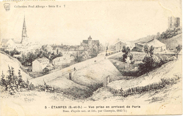 Etampes en 1845 (lithographie de Champin)