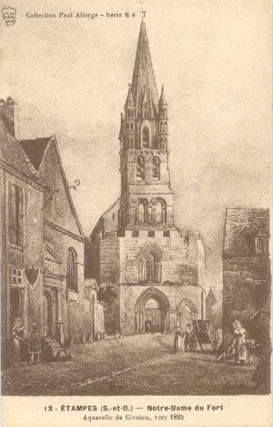 Notre-Dame d'Etampes en 1825 (aquarelle de Civeton)