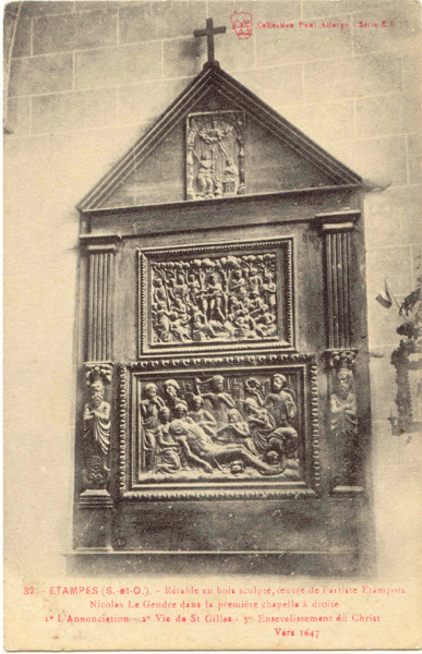 Rétable en bois de de St Gilles par Nicolas Legendre, 16e siècle (carte postale Paul Allorge Ee7 n°37)