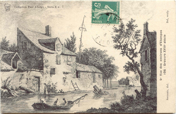 Environs d'Etampes au 18e siècle (lithographie de Sarrazin, carte postale Paul Allorge n°106)