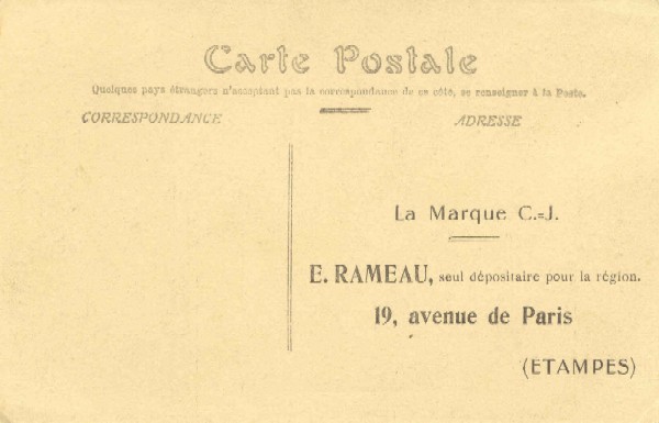 Carte C. J. n°45, verso de l'exemplaire de la collection de Denis Decroix