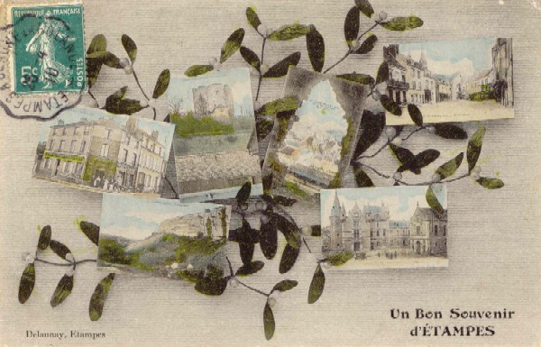 Carte Delaunay "Un Bon Souvenir d'Etampes"