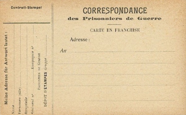 Carte postale vierge du Dépôt de prisonnier d'Etampes