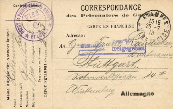 Carte postale expédiée le 12 février 1919, recto