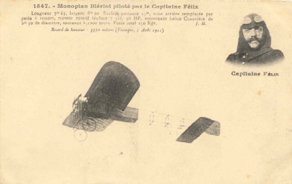 J. Hauser n°1547: Le Capitaine Félix sur monoplan Blériot