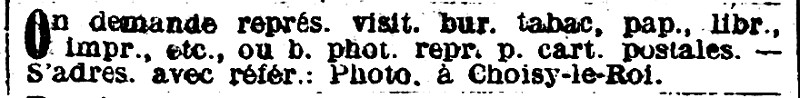 Annonce dans Le Journal du 6 mai 1905