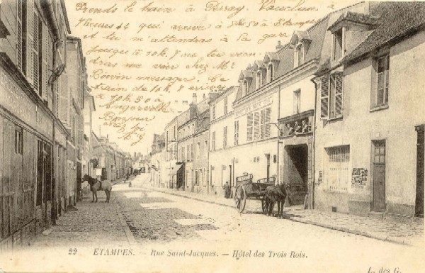 Rue Saint-Jacques et Hôtel des Trois Rois (carte postale Louis Des Gachons n°22)