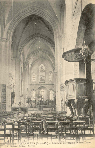 Intérieur de l'église Notre-Dame (carte postale de Mulard, n°90)