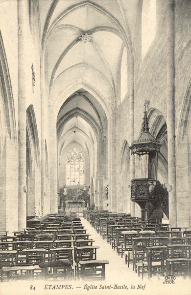Nef de l'église Saint-Gilles (carte postale Neurdein n°84)