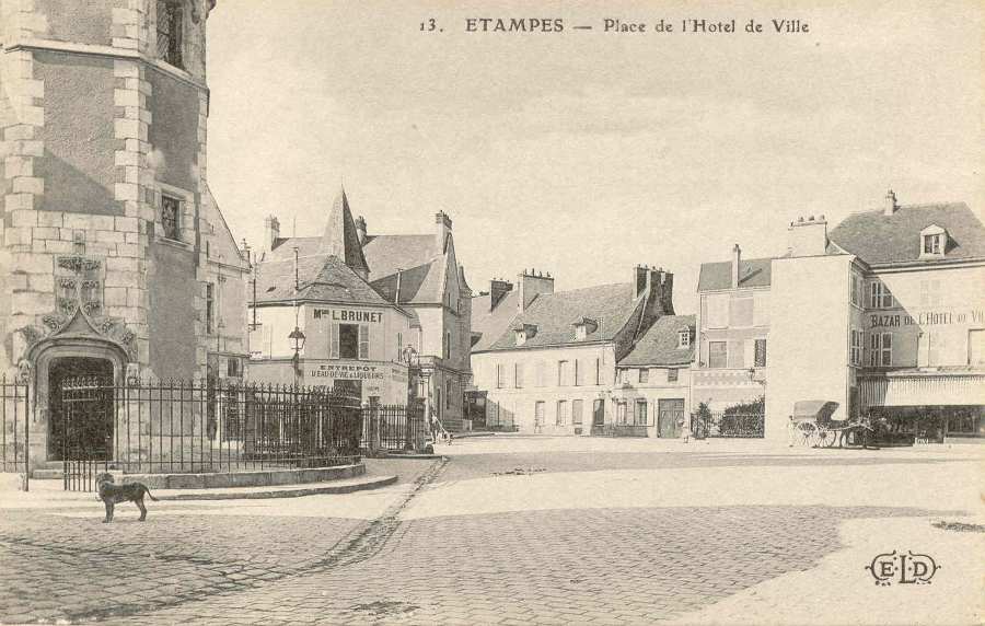 Ernest Le Deley: Etampes, Place de l'Hôtel-de-Ville (1908)