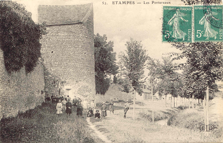 Ernest Le Deley: Etampes - La Tour du Loup, titrée par erreur Les Portereaux (1908)
