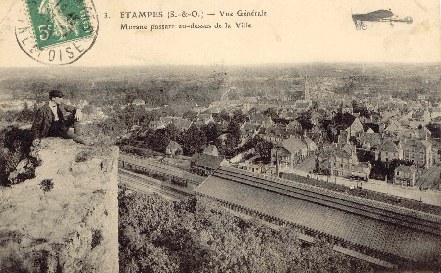 Ernest Le Deley: Vue Générale - Morane passant au-dessus de la Ville (1912)