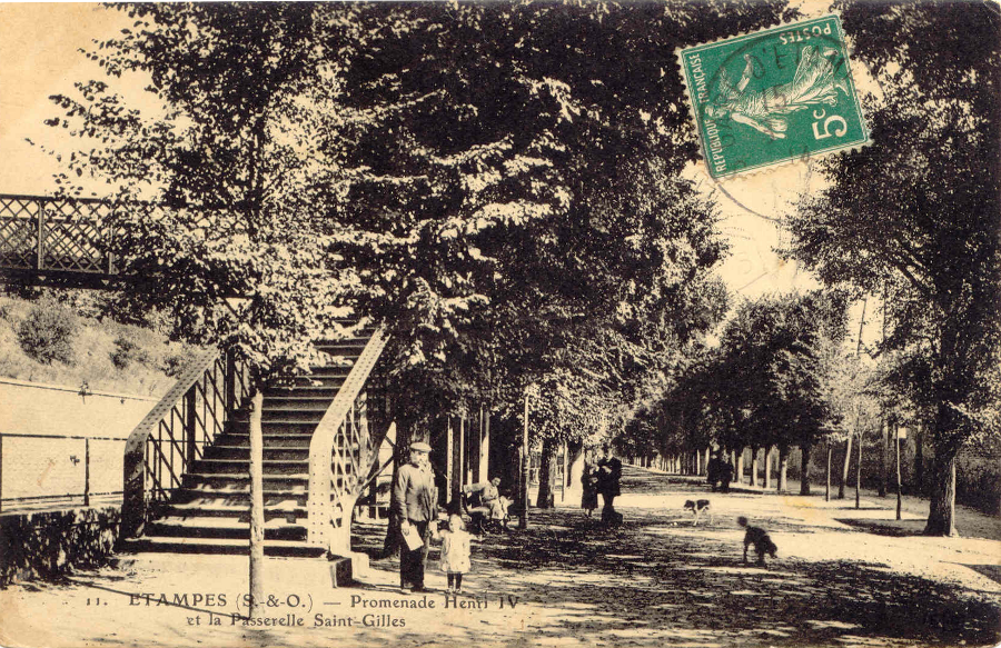 Ernest Le Deley: Promenade Henri IV et la Passerelle Saint-Gilles (1912)