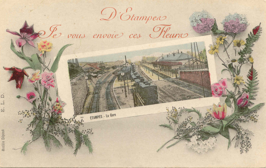 Ernest Le Deley: D'Etampes je vous envoie ces fleurs - La Gare (1908)