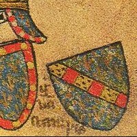 Blason de Louis II d'Evreux, en bas à droite (Armorial de la Toison d'Or, 1370-1395, folio 46)