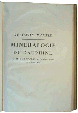 Minéralogie du Dauphiné, éd. 1782: page de garde