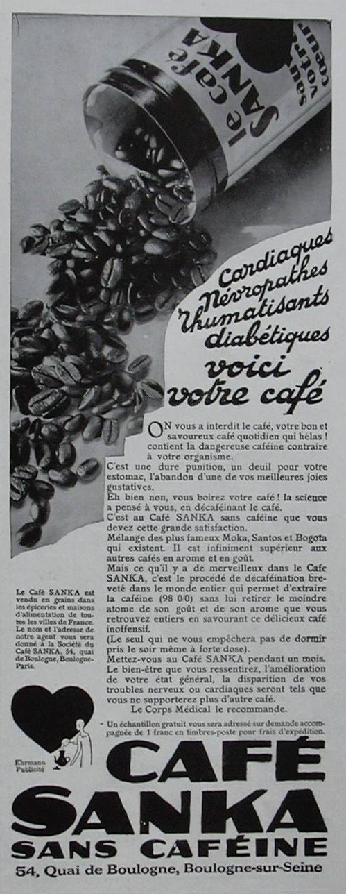 Pub pour le café Sanka (L'Illustration, 1930)