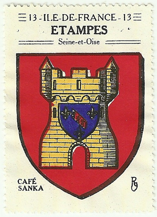 Café Sanka: Blason d'Etampes (vignette, 1930)