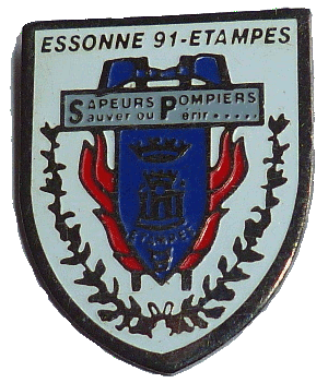 Pin's des sapeurs-pompiers d'Etampes (vers 1992)